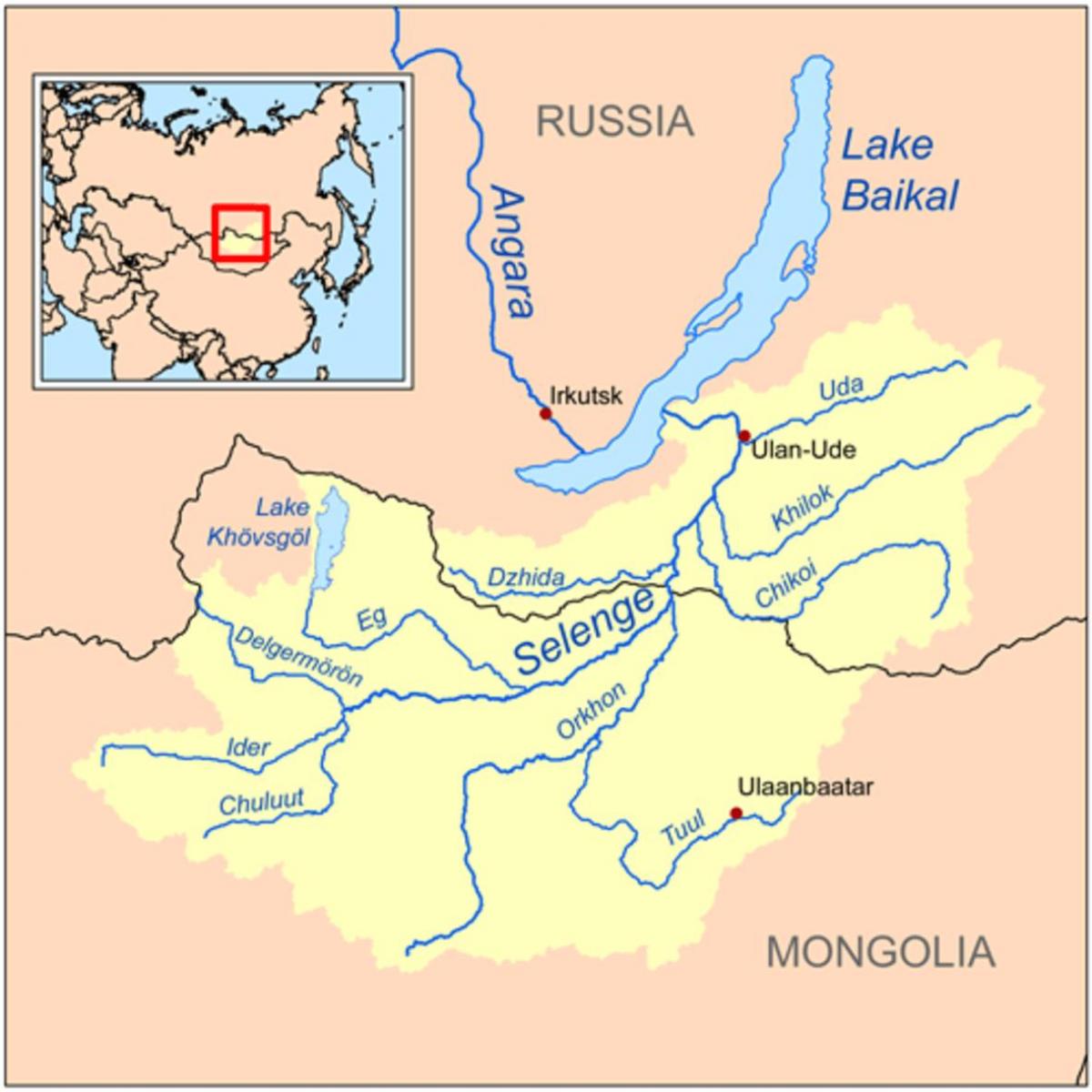 नक्शा मंगोलिया की नदी