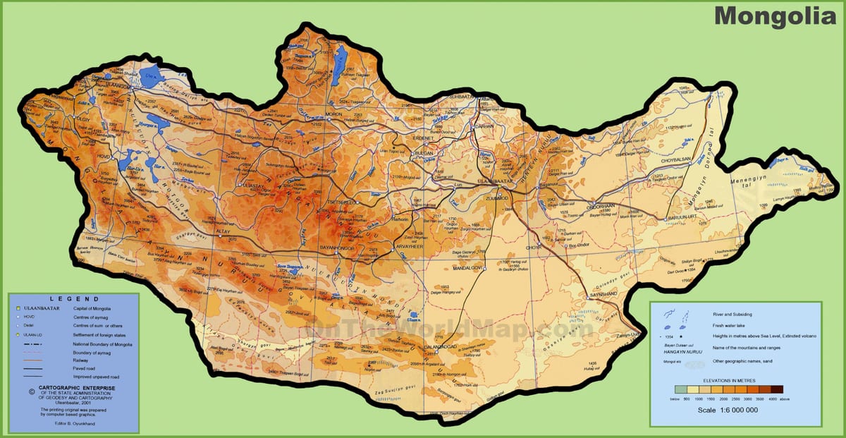 मंगोलिया नक्शा स्थान