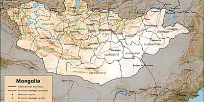 मंगोलिया भौगोलिक मानचित्र