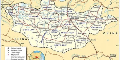 मंगोलिया पर्यटन मानचित्र